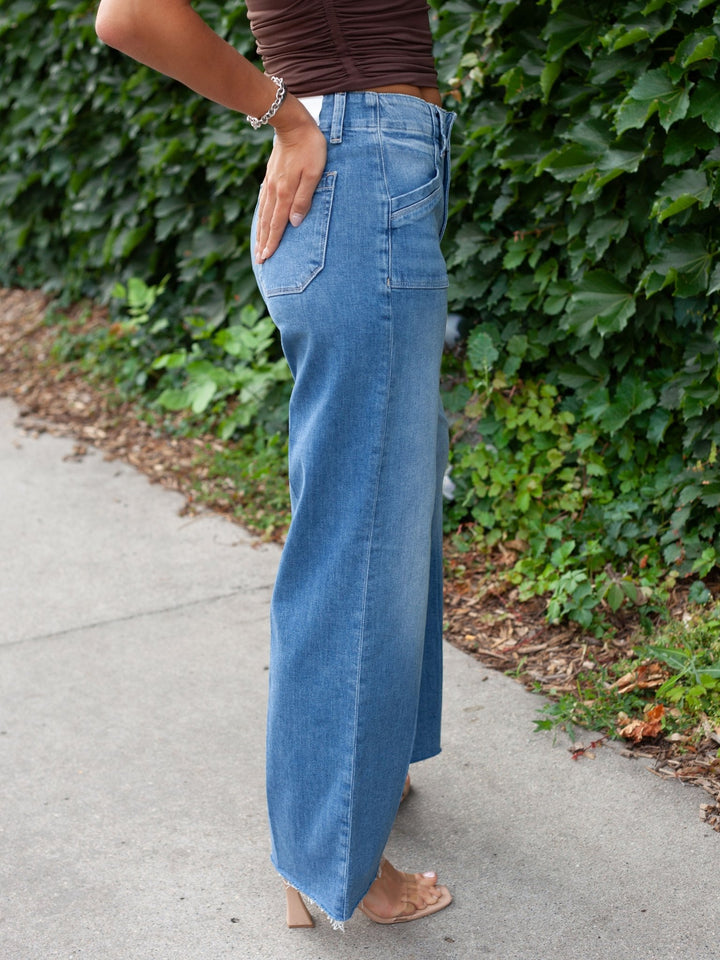 PAIGE Viva Anessa 31" Utility Raw Hem Wide Leg Jean