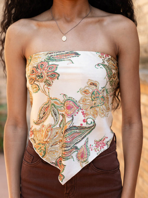creamy satin bandana tube top