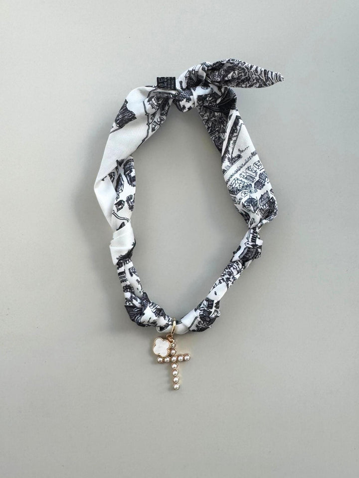 black and white scarf necklace