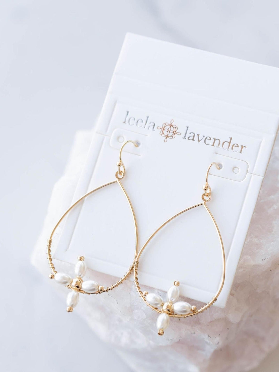 pearl cross earrings