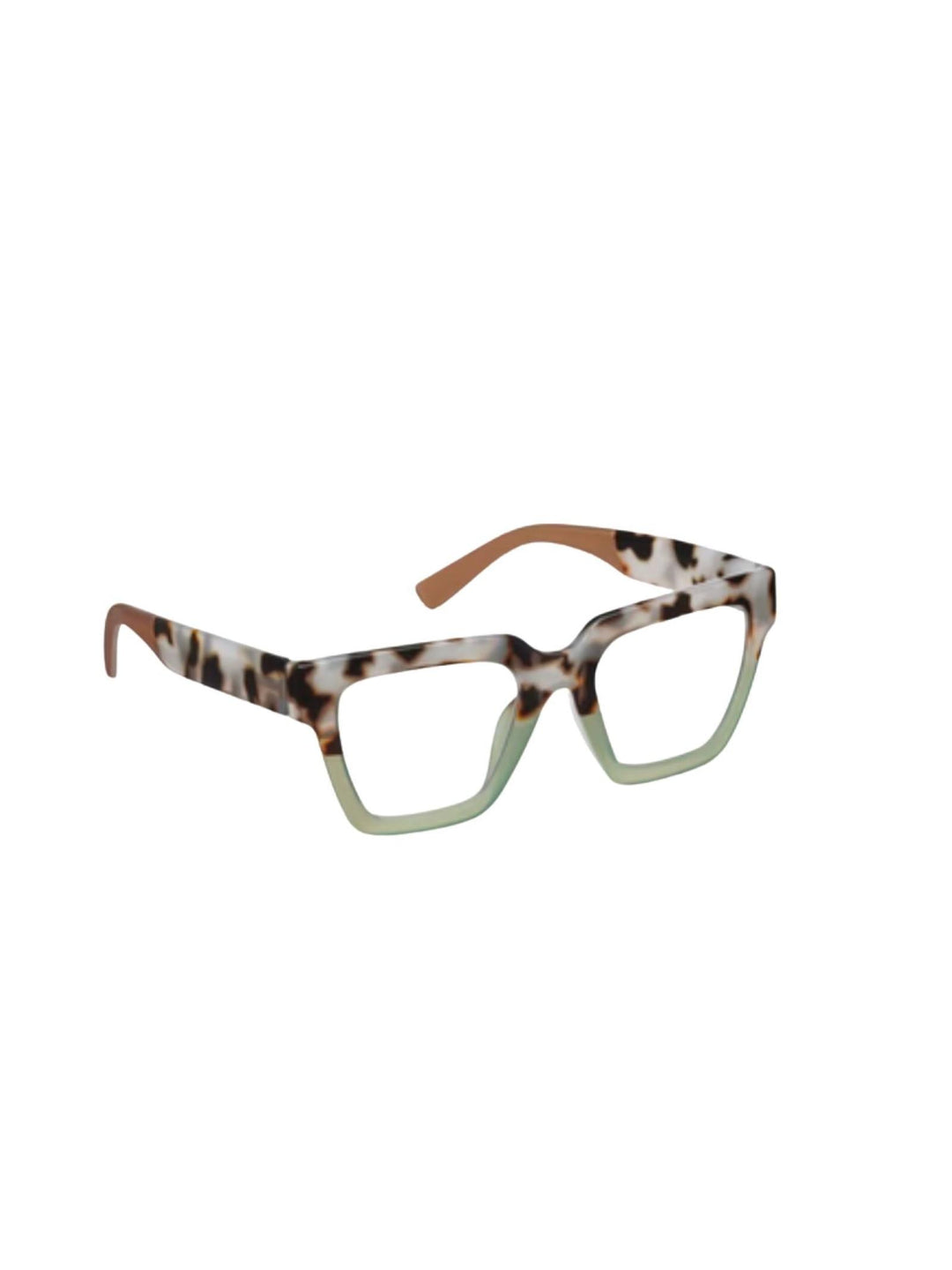 green and tort printed reading glasses