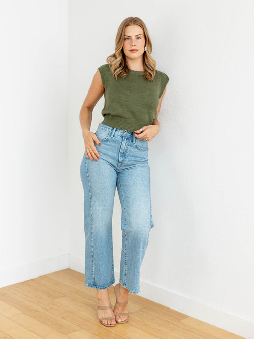 light olive boxy sweater top