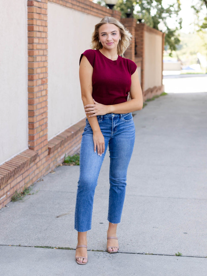 garnet cap sleeve top