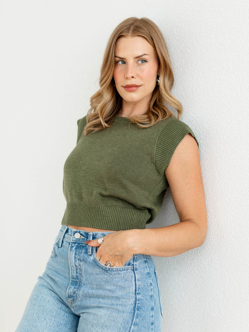 light olive boxy sweater top