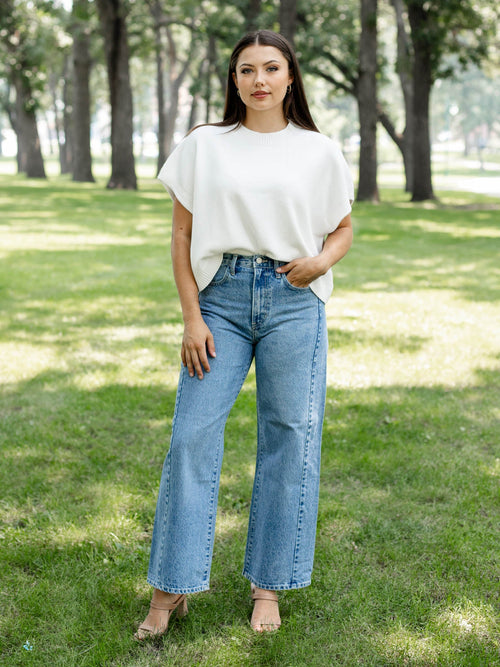 white boxy sweater top