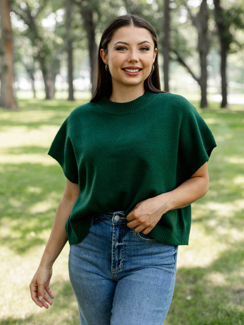 bold green boxy sweater