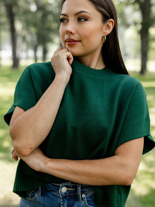 bold green boxy sweater