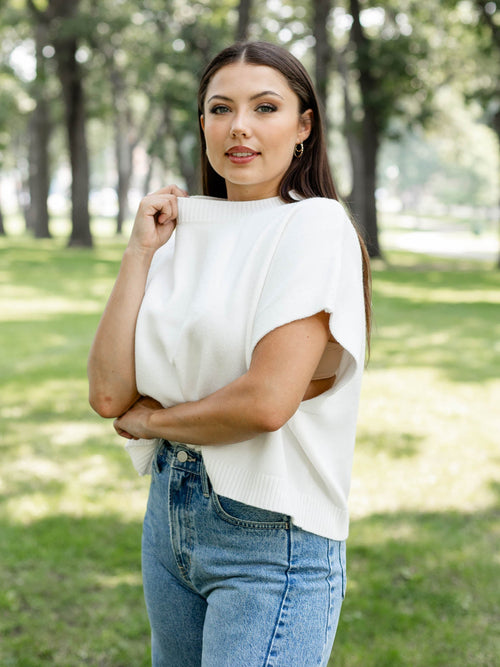 white boxy sweater top