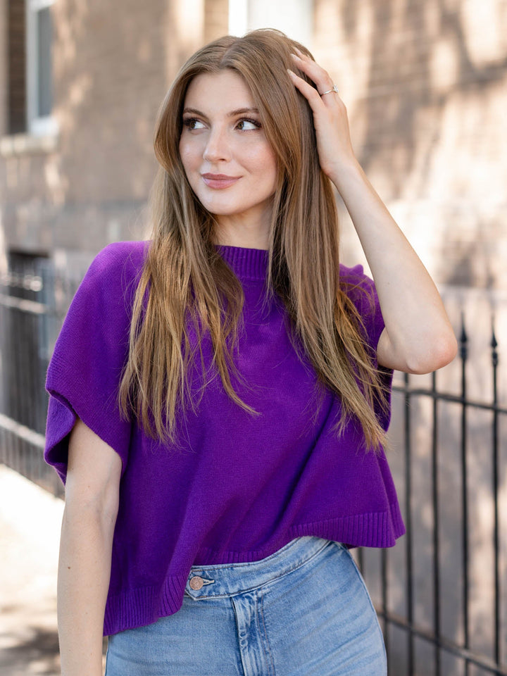 purple boxy sweater