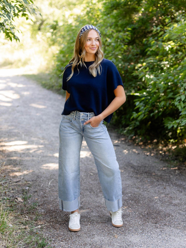 PINCH Colored Dropped Shoulder Sweater Top