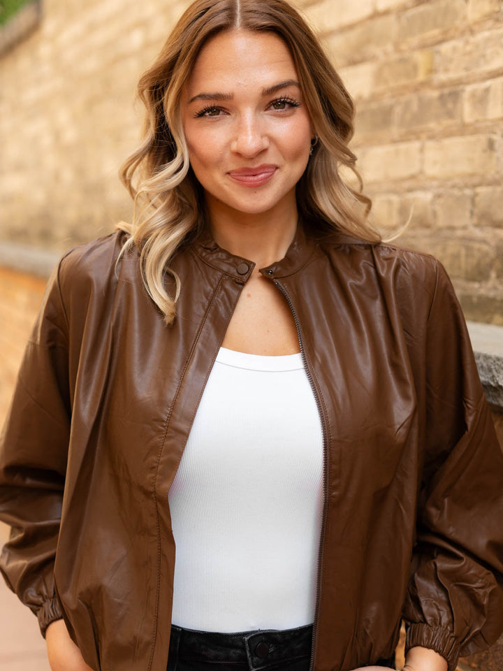 PINCH Faux Leather Bomber Jacket