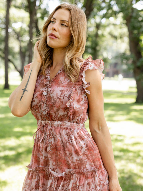 floral printed tiered dress