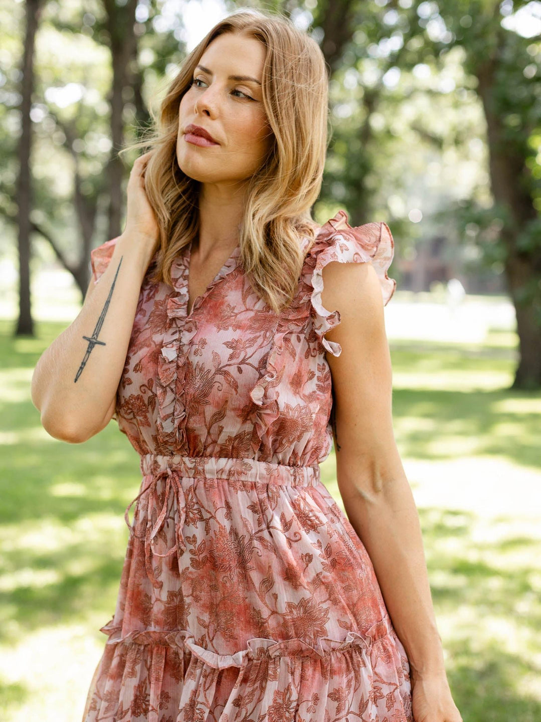 floral printed tiered dress
