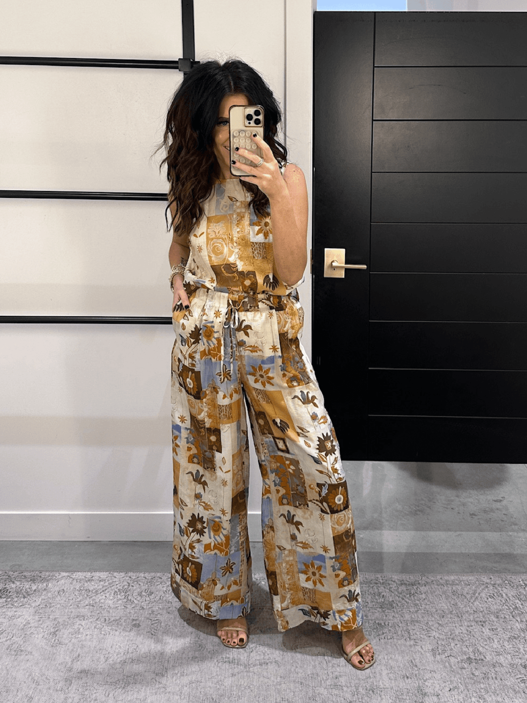 art print flowy pants