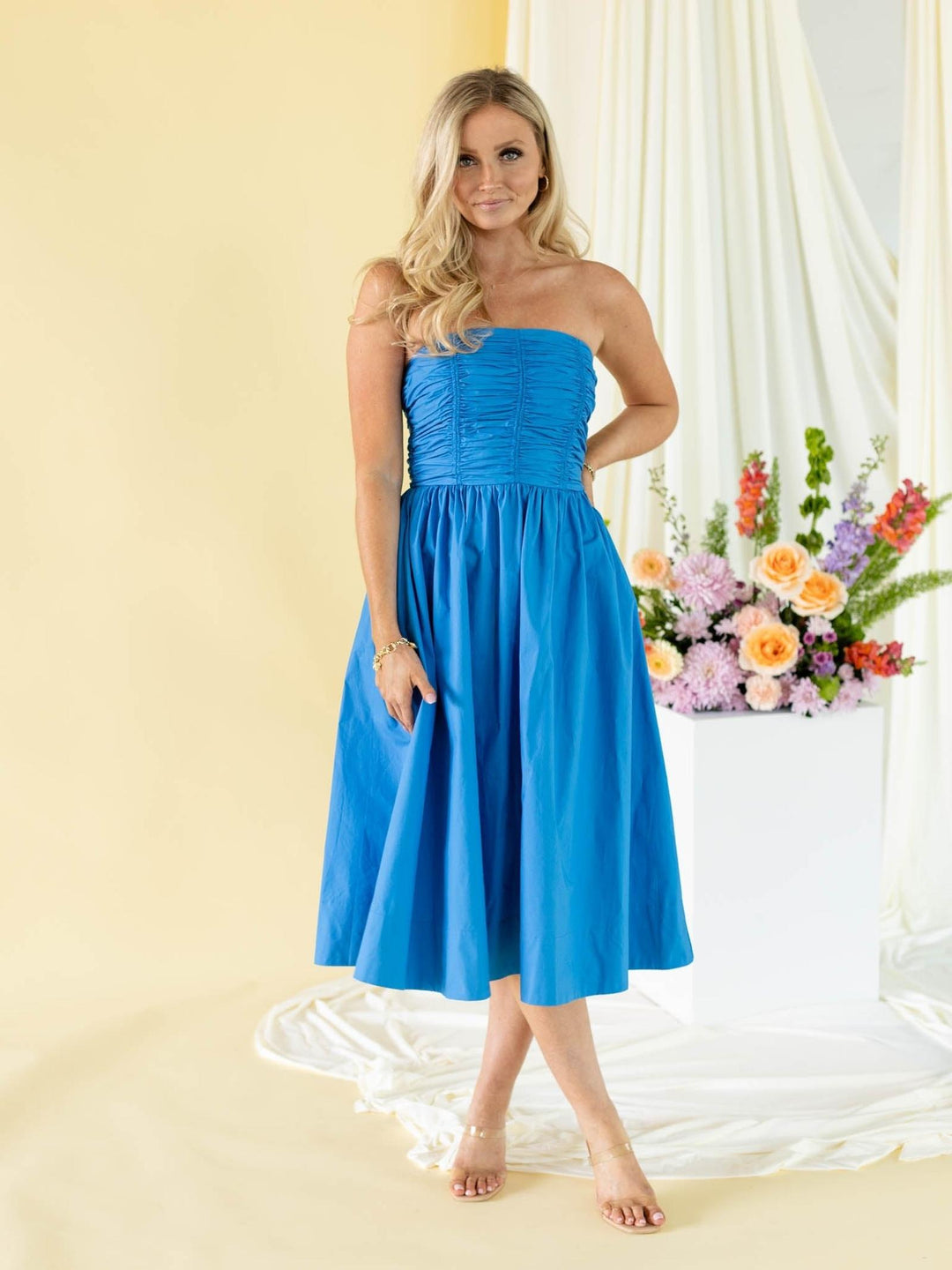 PINCH Ruched Detail Tube Midi Dress