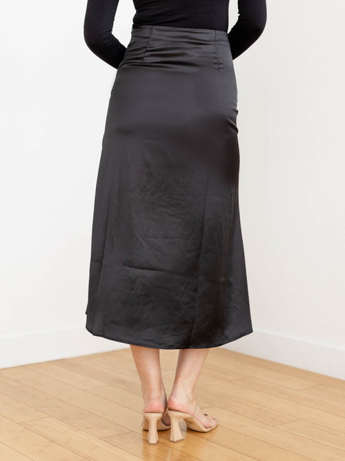black pieced midi skirt