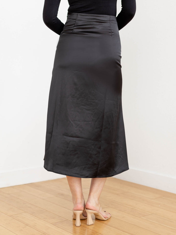 black pieced midi skirt
