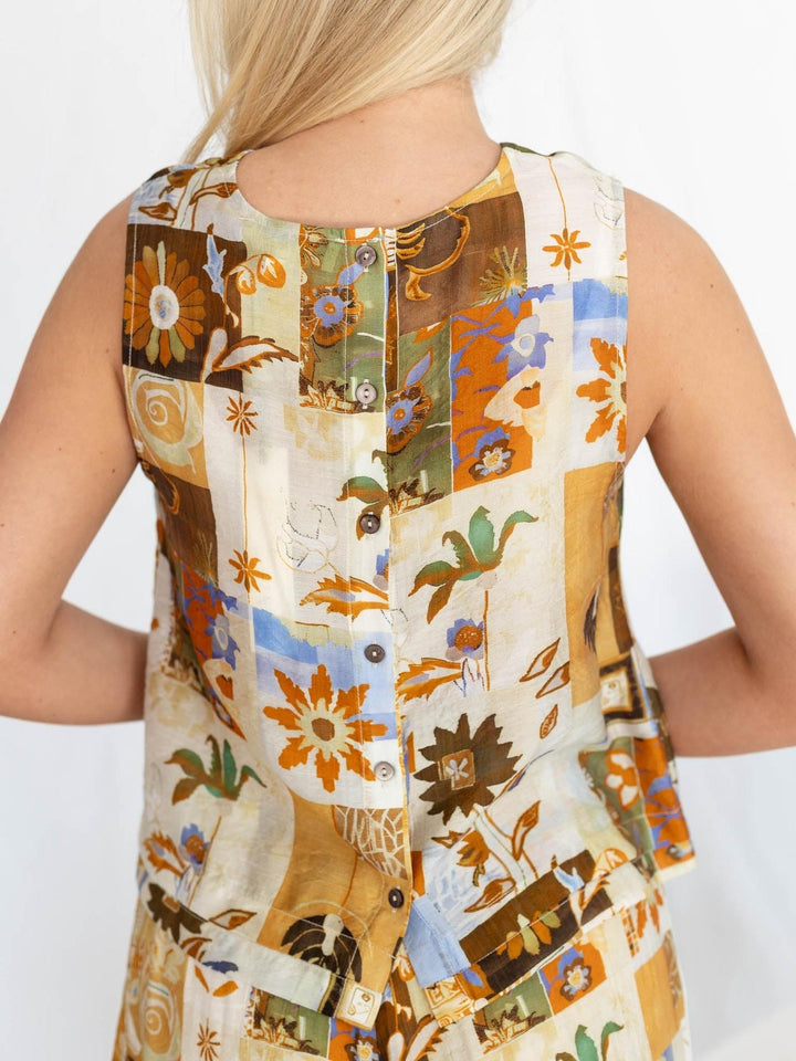 art print flowy tank top