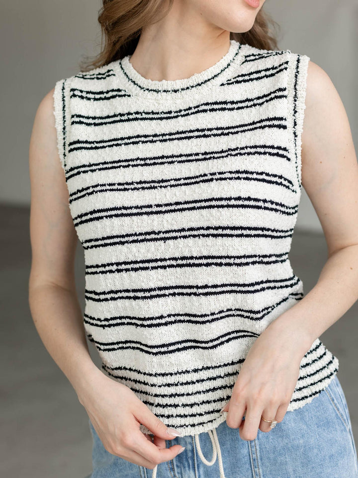 textured knit sweater vest