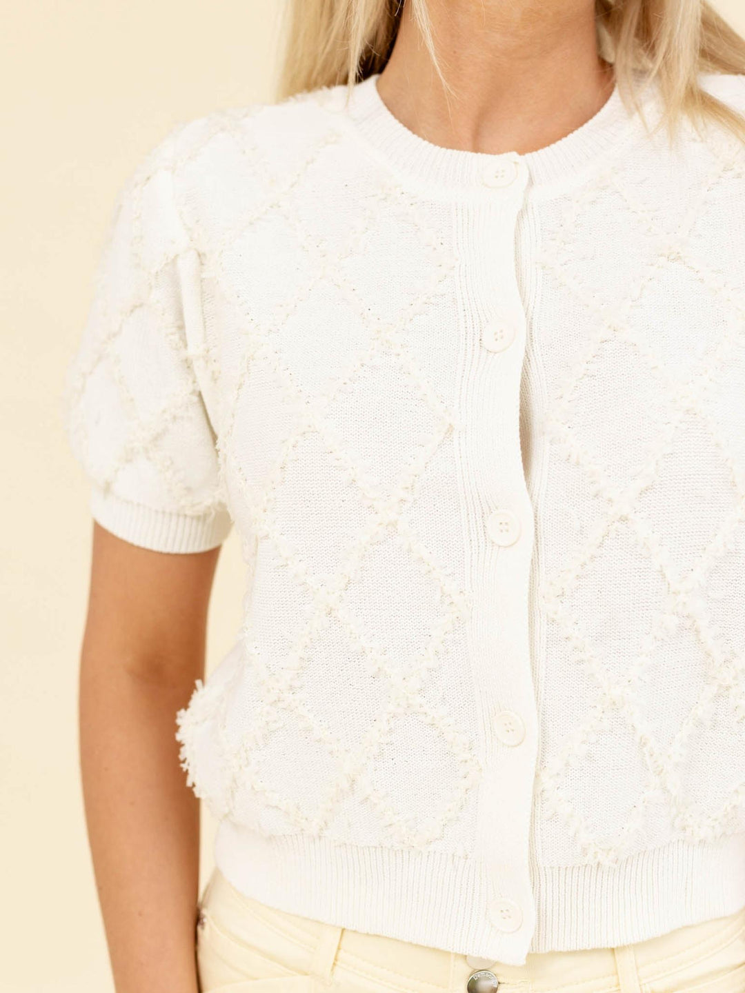 diamond textured cardigan