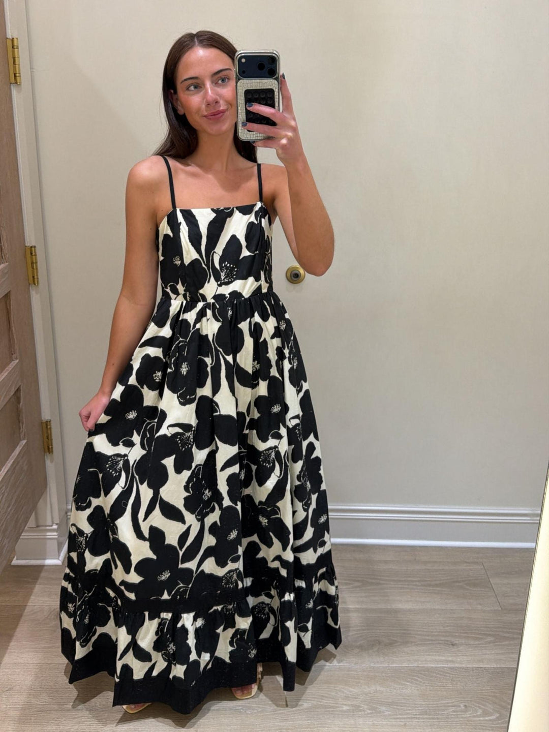 black floral maxi dress