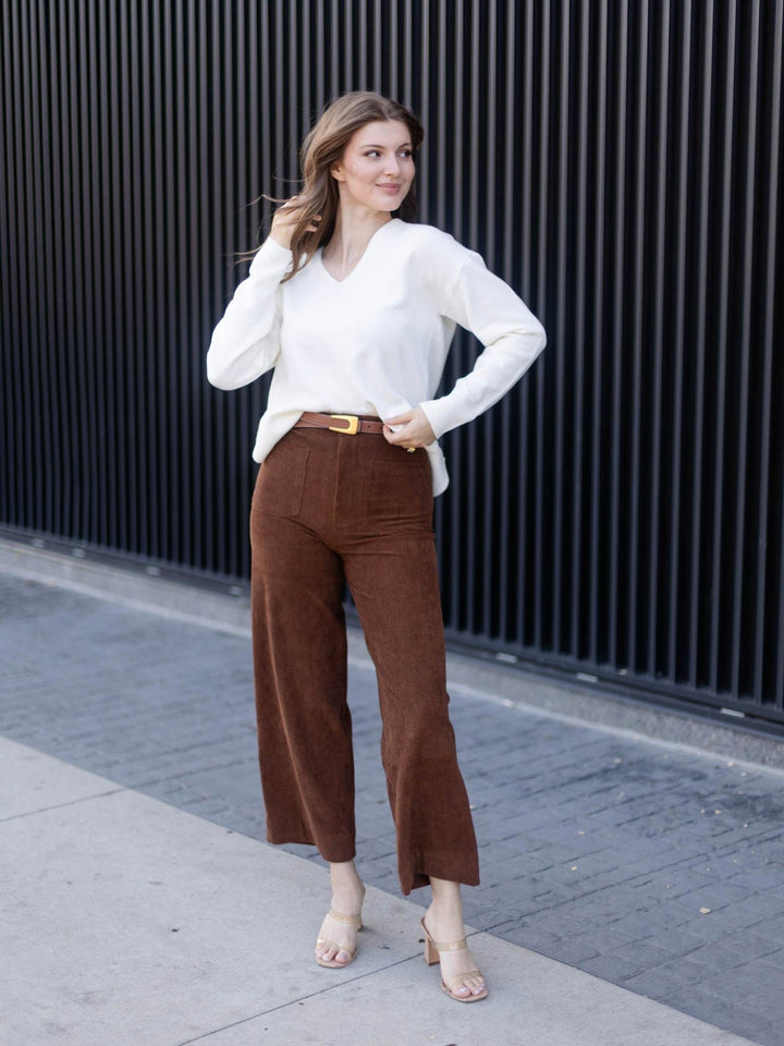 Stretch Corduroy Wide Leg Crop Wide Leg