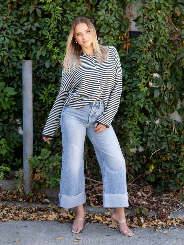 cuffed wide leg denim