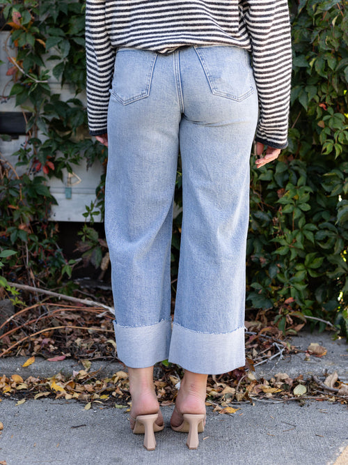cuffed wide leg denim