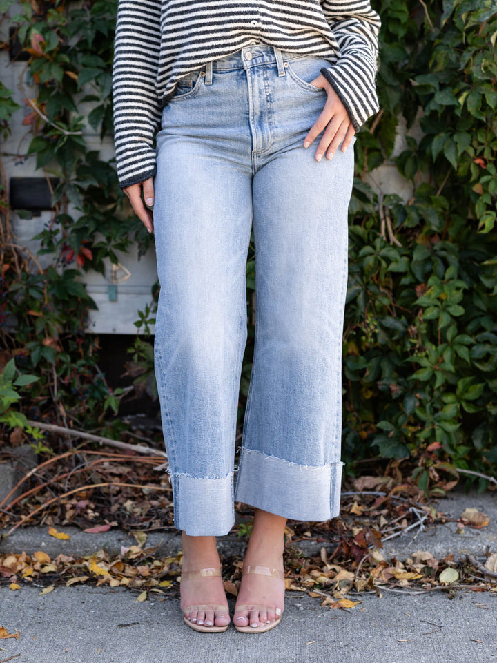 cuffed wide leg denim
