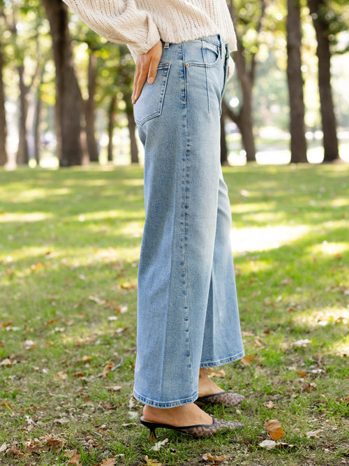 washed seam detail barrel jeans