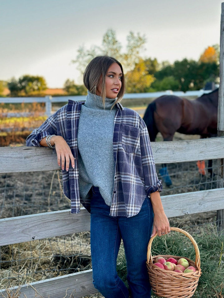 Plaid Boxy Button Down Collared Shirt