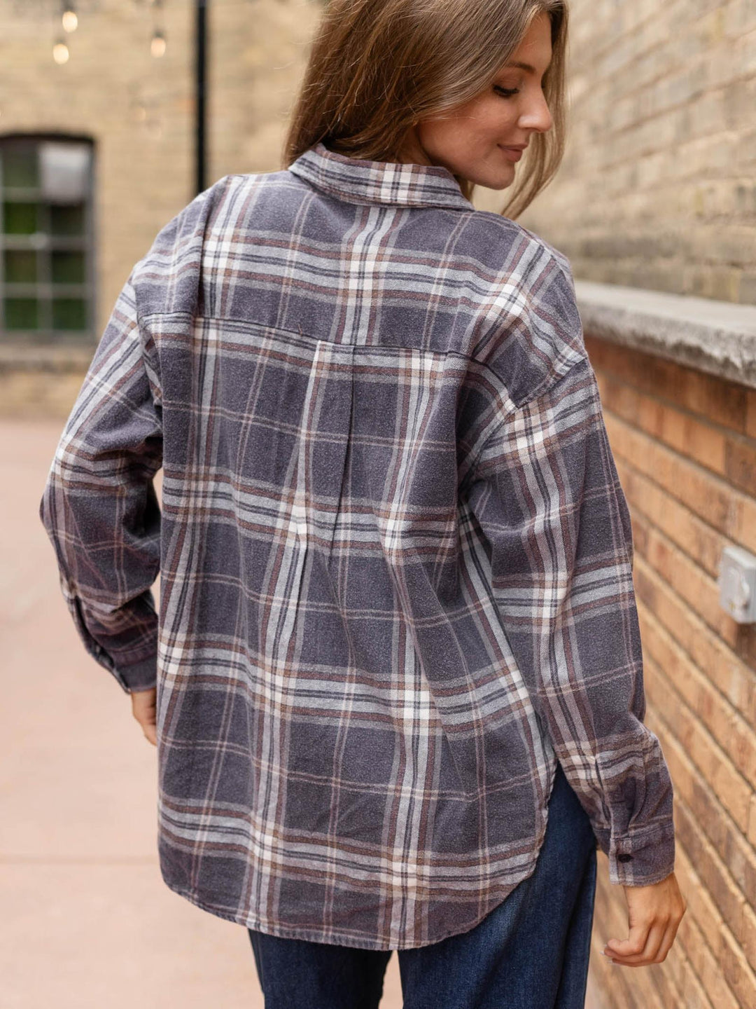 Plaid Boxy Button Down Collared Shirt