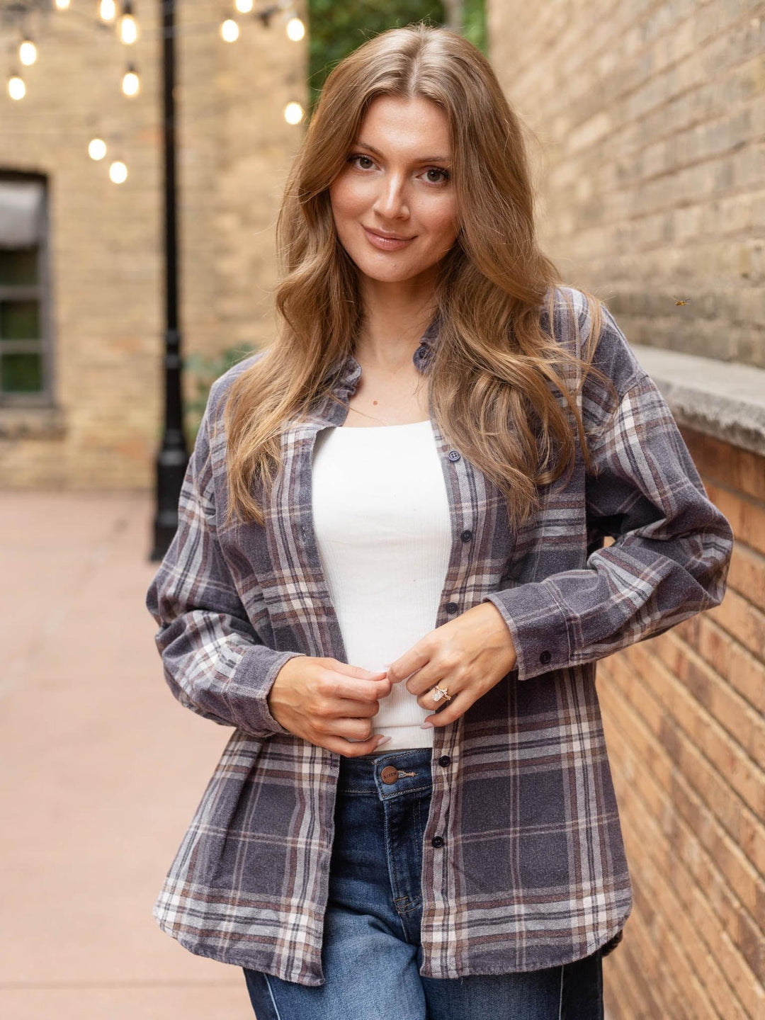 Plaid Boxy Button Down Collared Shirt
