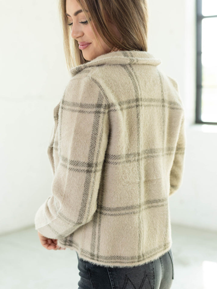 green and khaki fuzzy moto jacket