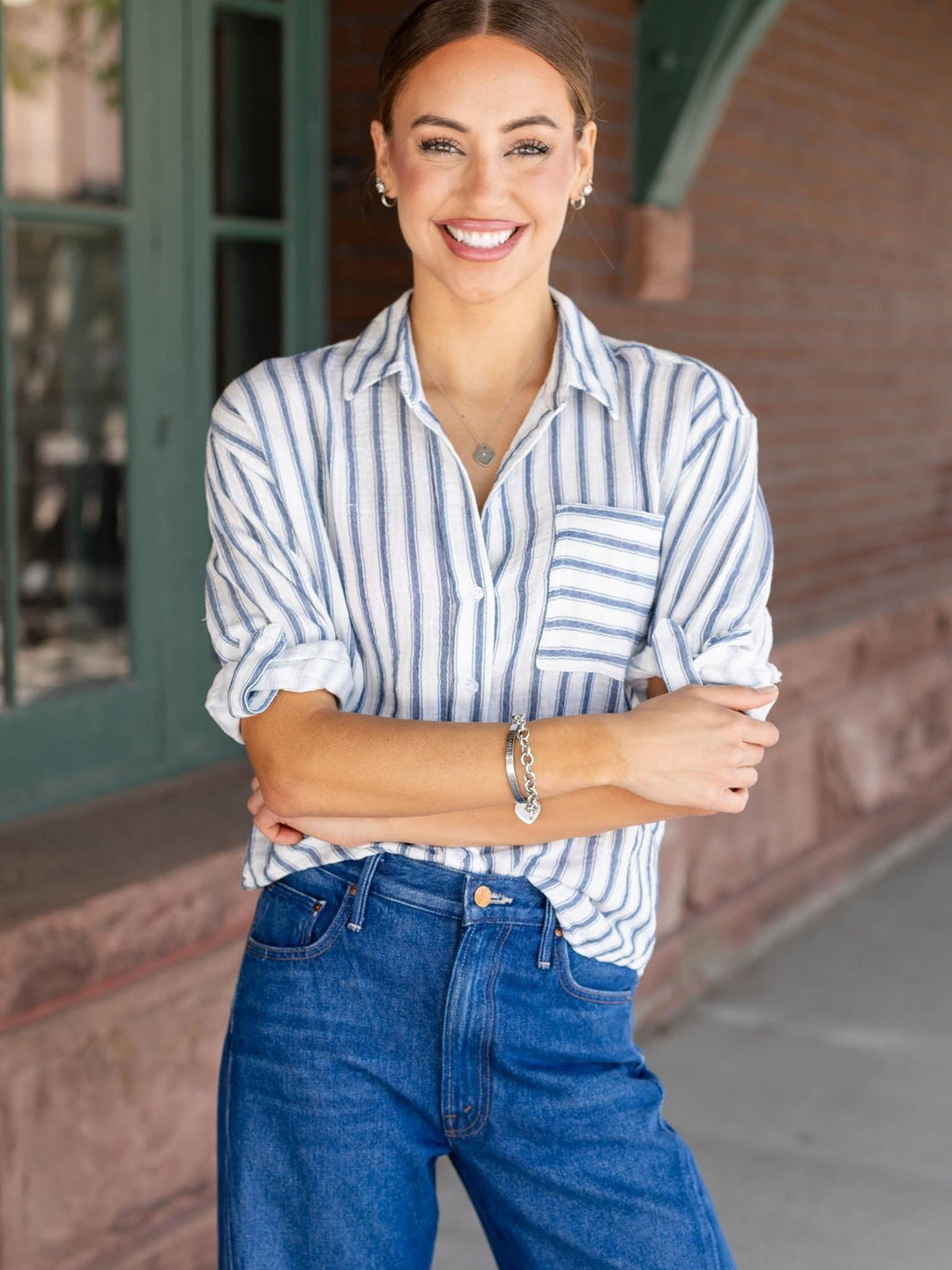 cotton stripe button down