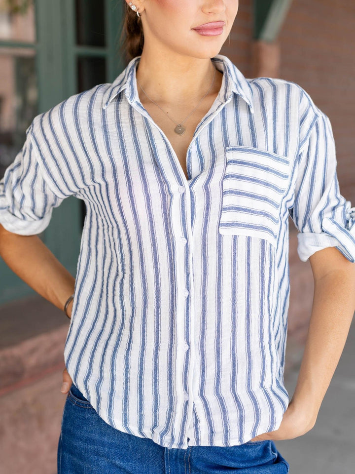 cotton stripe button down