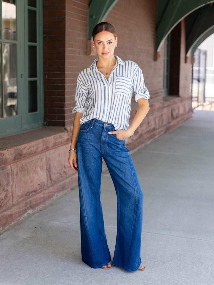 cotton stripe button down