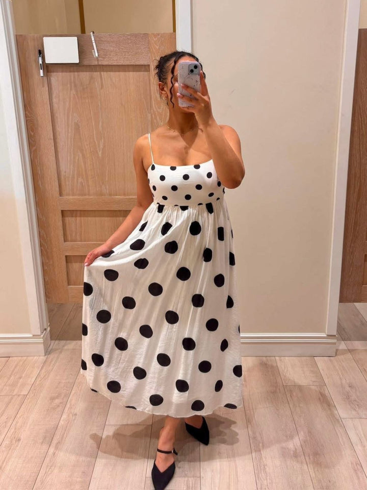 black and white polka dot dress