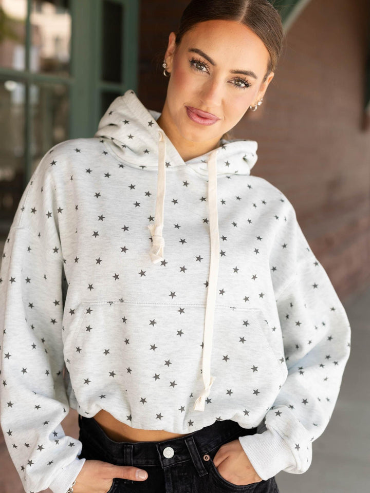 star pattern cropped hoody