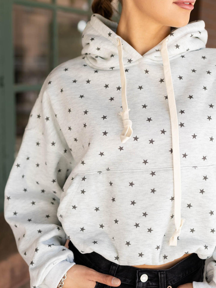 star pattern cropped hoody