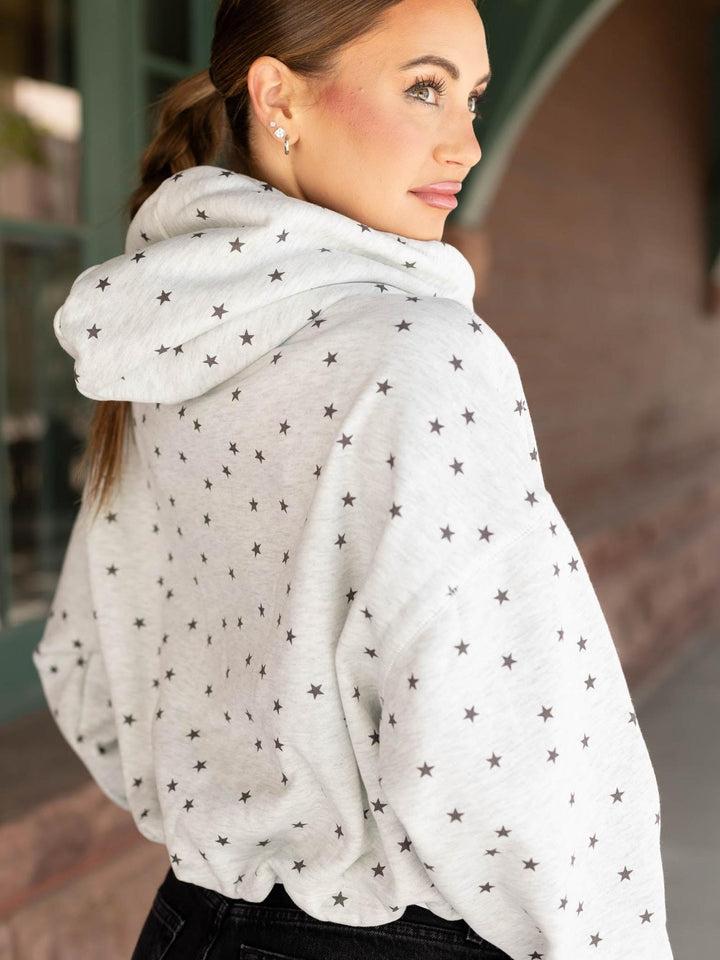 star pattern cropped hoody
