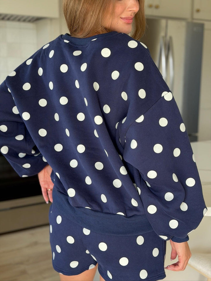 Polka Dot Printed Fleece Top