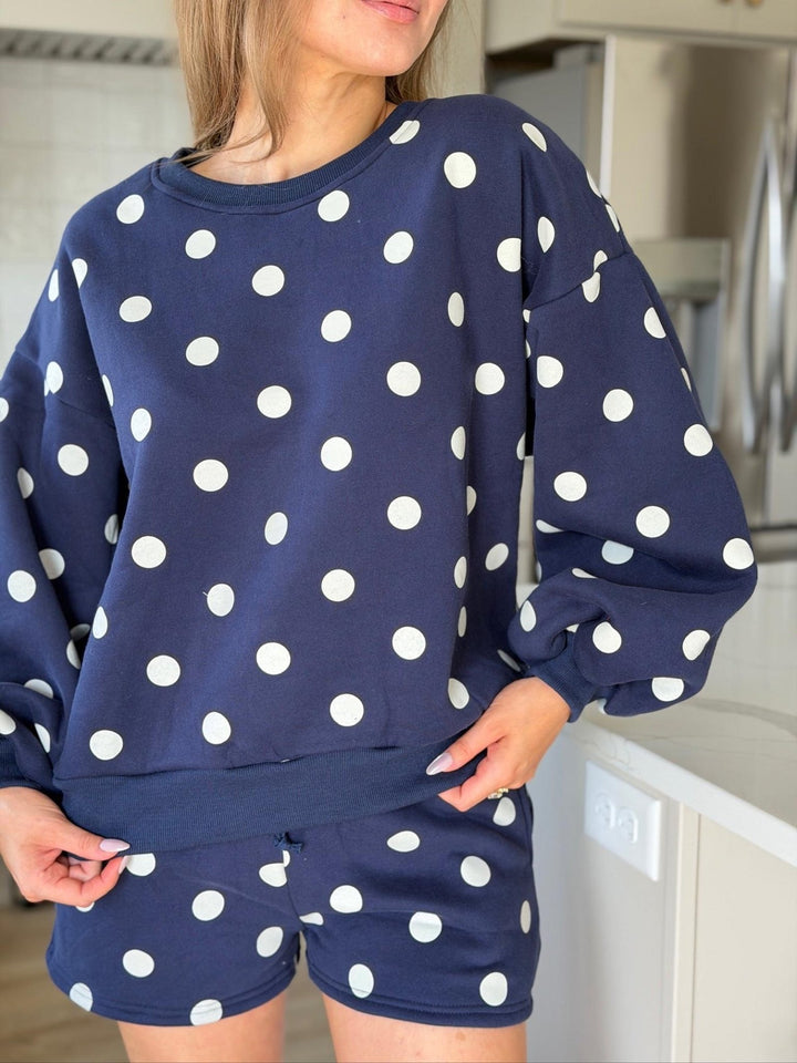Polka Dot Printed Fleece Top