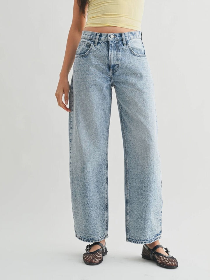 light wash vintage barrel denim