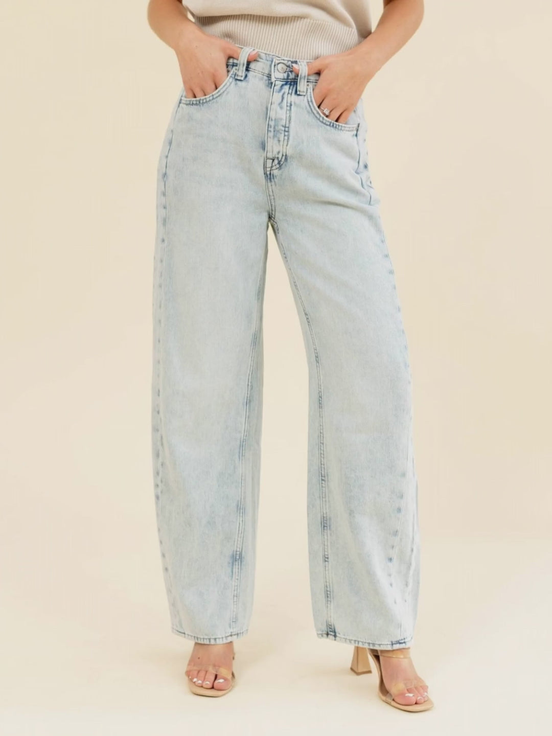 Free People Truro Baggy Puddle Jean - Beach Please