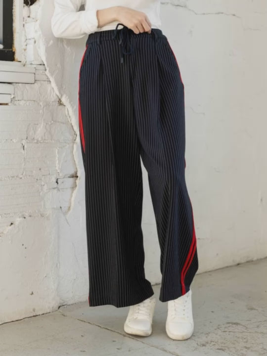 navy pleated trouser