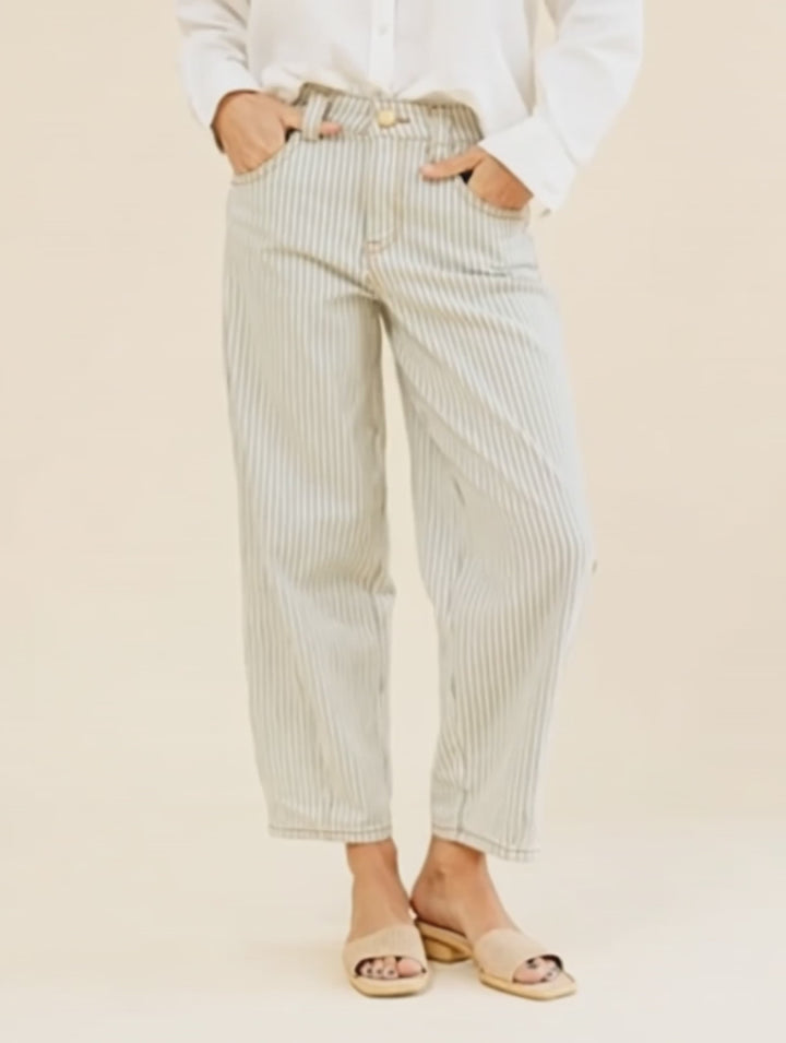 Democracy Blanched Almond/Navy Barrel Leg Side Panel