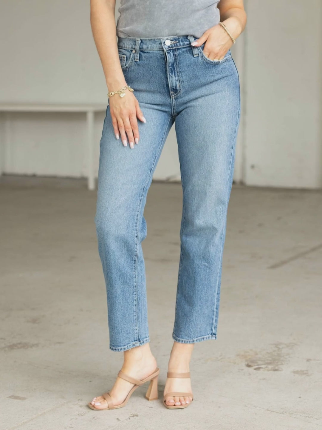 Just Black Medium Denim Slight Taper Easy Straight