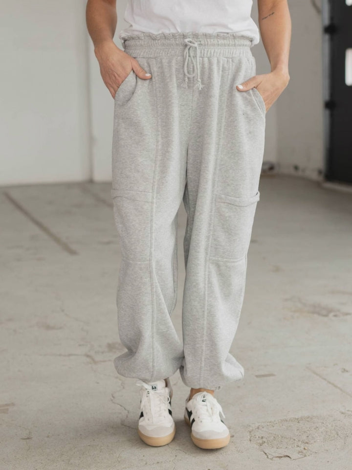Ruffled Waist Burnout Jogger Pant