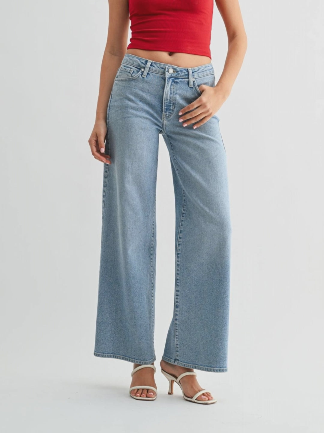 light wash wide leg denim